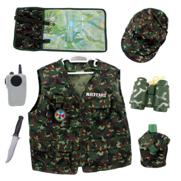 soldier Вечерние костюмы для Хэллоуина, униформа для ролевых игр, полицейский доктор Кук, солдат, пожарный, унисекс, Детский костюм, косплей для Пурима - Цвет: soldier