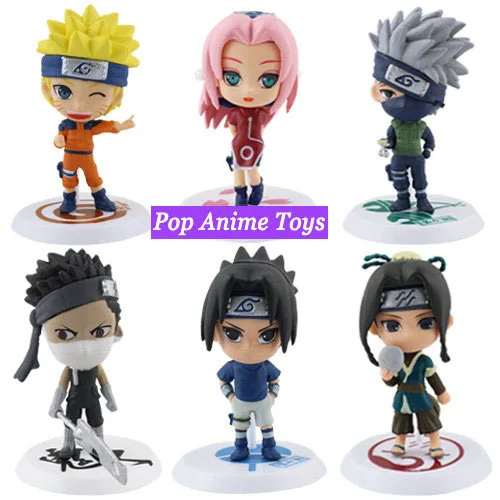 pop anime naruto action figures cute naruto sasuke haruno sakura 6pcs/set  pvc toys for gift free shipping