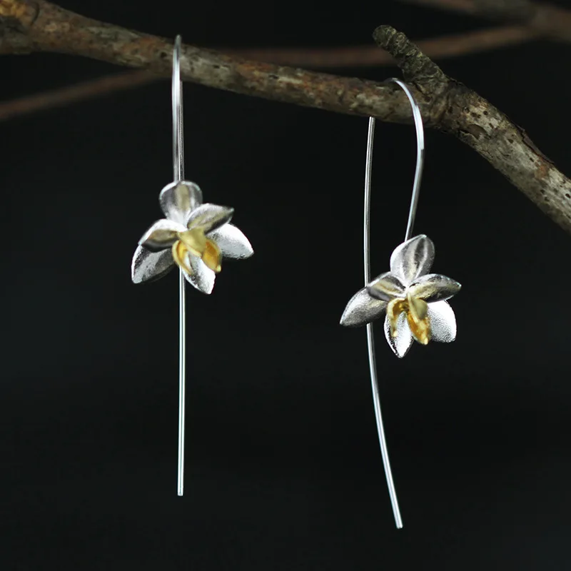 INATURE 925 пробы серебряные трендовые элегантные висячие серьги в виде цветка для женщин