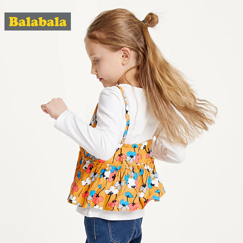 Balabala Children clothing girls cotton T-shirt autumn new fashion lovely baby two-piece kid long sleeve