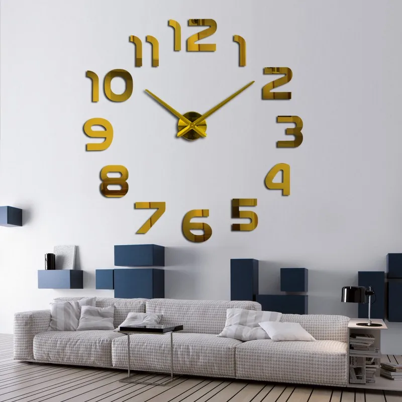 Diy 3d акриловые настенные часы Horloge Murale современные круглые иглы зеркало большие украшения дома Горячая