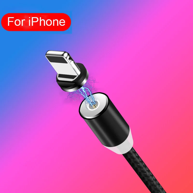 Black For iPhone 2 м Магнитный светодиодный светильник кабель для iPhone 6 6s 7 8 Plus X XS Max USB Micro type-C Быстрая зарядка для samsung S9 Xiaomi Android зарядное устройство - Цвет: Black For iPhone