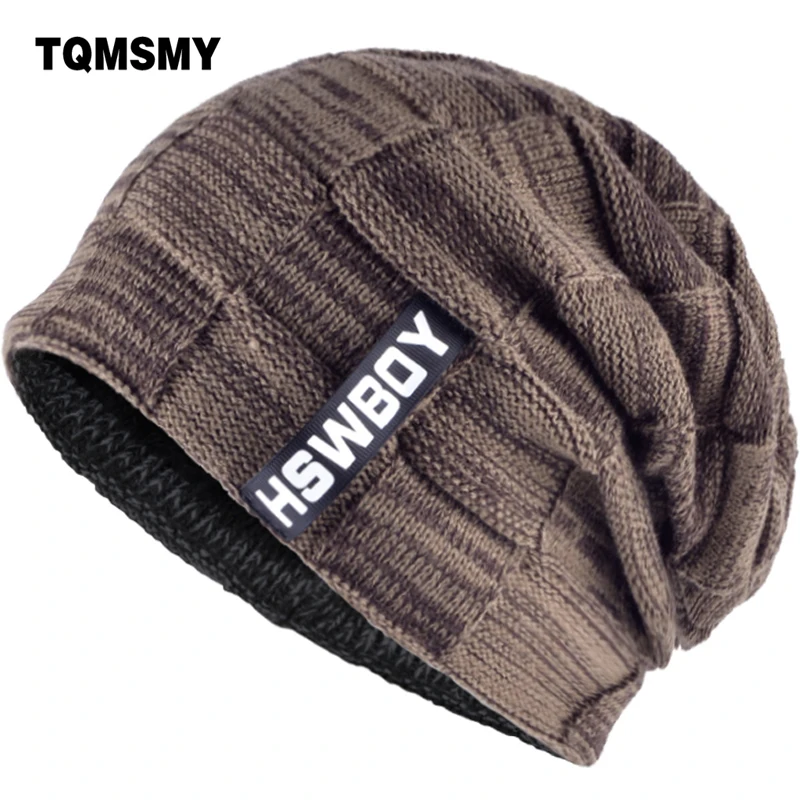 TQMSMY зимние мужские шапки вязаные бархатные женские Skullies для женщин клетчатая