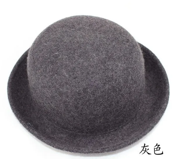 grey Весенняя и летняя шляпа для леди, милая маленькая купольная женская шляпа с шерстяным подолом, винтажная Кепка, джазовая шляпа - Цвет: grey