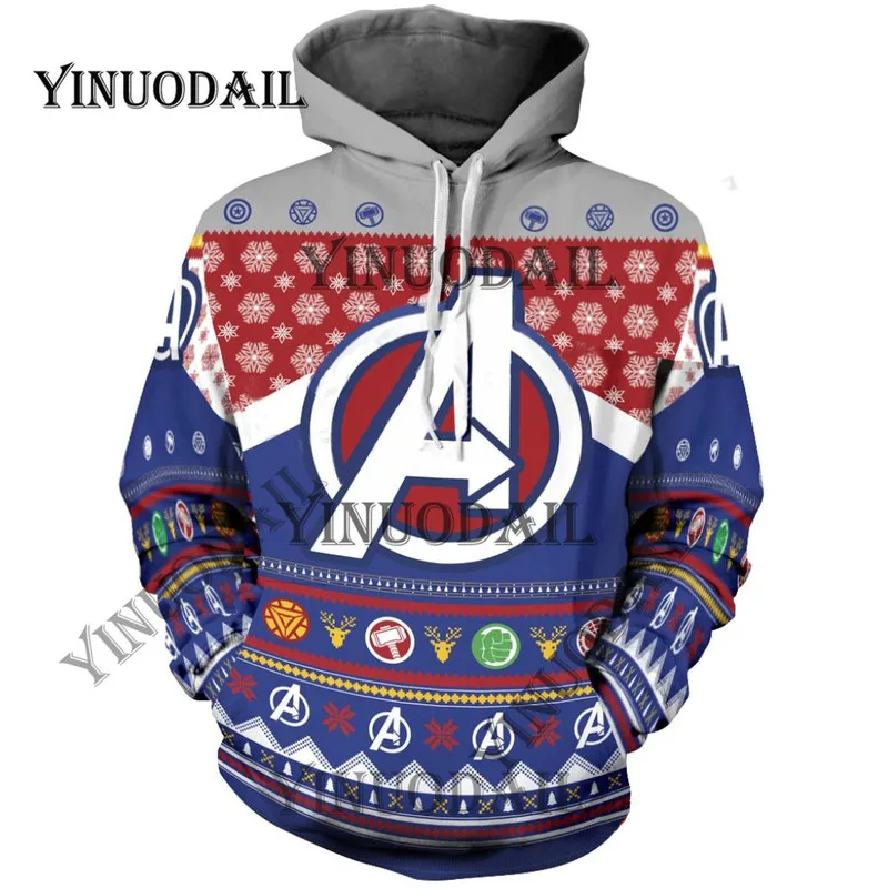 Fans Wear Venom Spiderman Chrismas 3D Printed Hoodies Captain America Cosplay for Men Sweatshirt for Marvel Deadpool Movie Fans