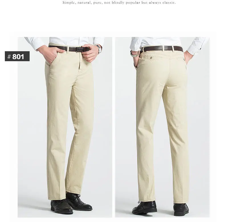 2018 Casual Straight Pants Men Cotton Cargo Men Pants Spring Summer Autumn Male Work Trousers High Waist Full Length Solid Color-11
