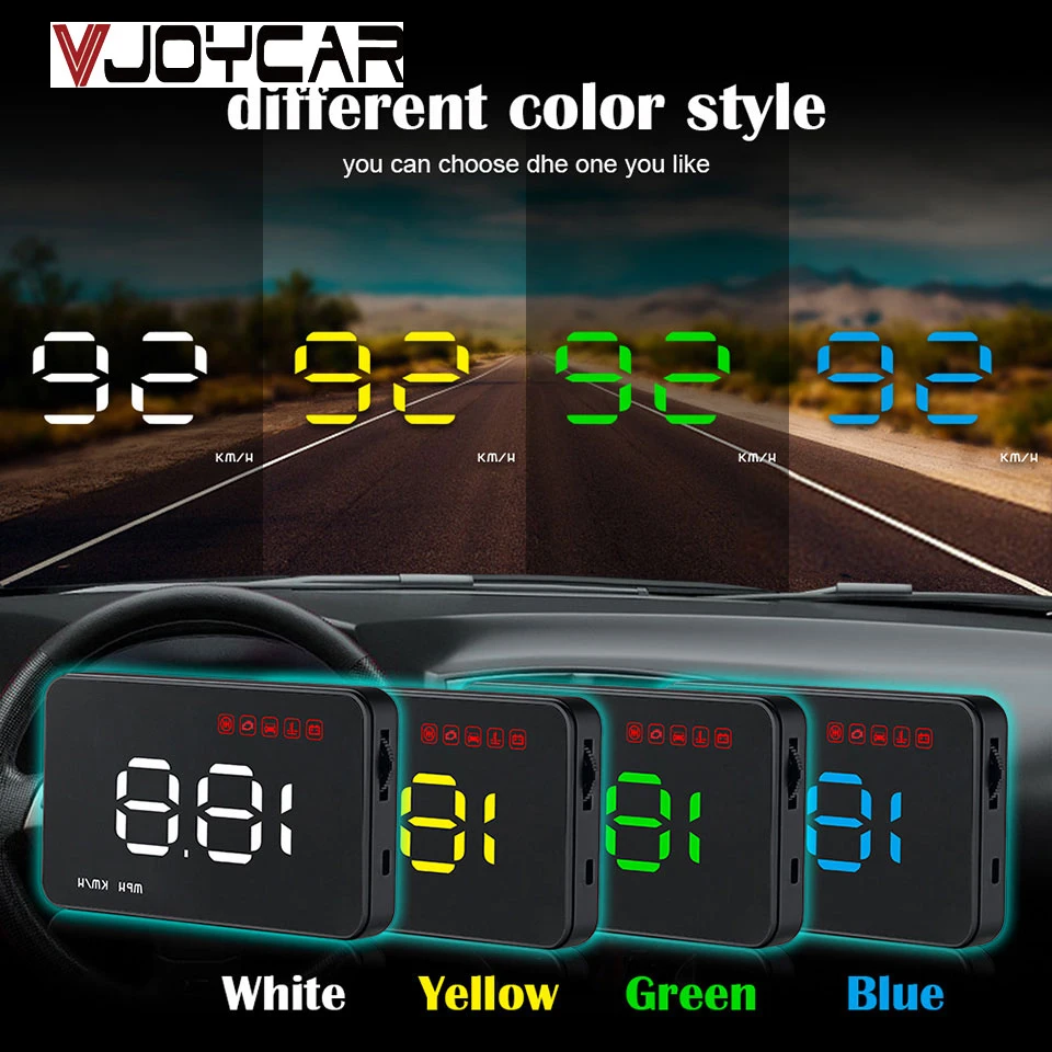 VJOYCAR A100s дешевый Автомобиль HUD Дисплей OBD2 II EUOBD Overspeed Предупреждение Системы проектор для ветрового стекла авто Напряжение сигнализации