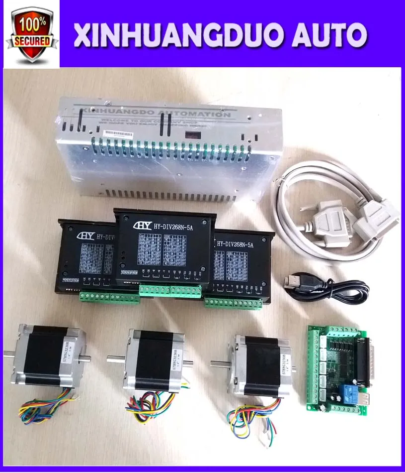 3 оси ЧПУ маршрутизатор комплект, шт. 1AxisTB6600 Драйвер + один интерфейс доска шт. 56 мм Nema 23 двухосный шаговый двигатель + один источник питания