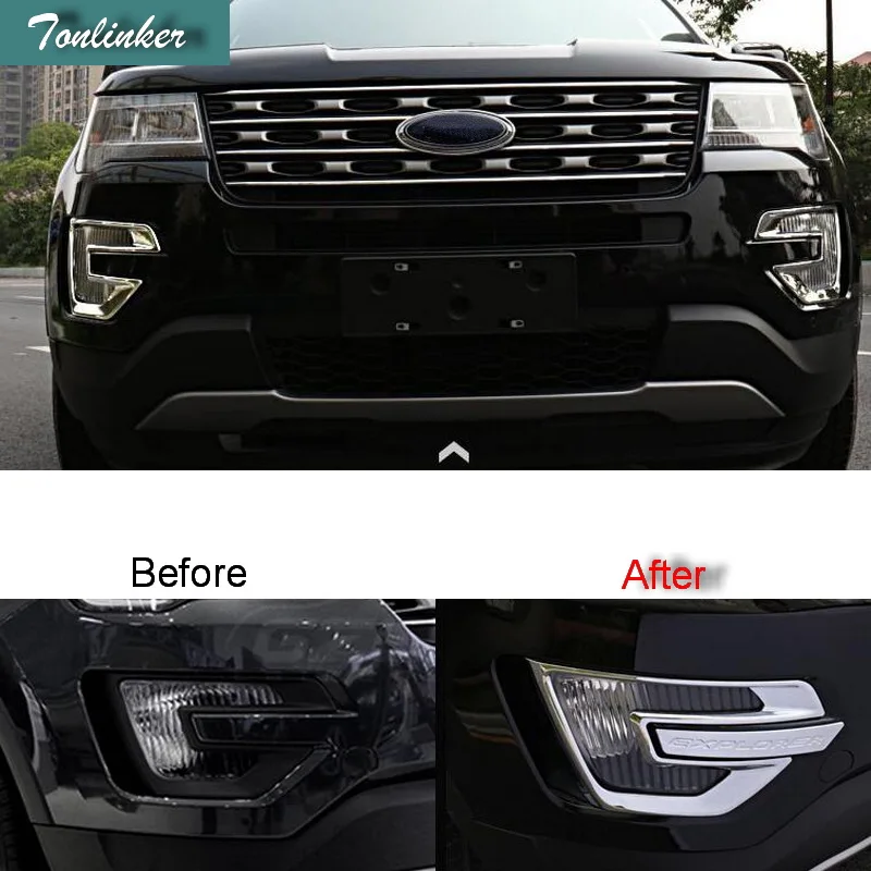 Tonlinker чехол наклейка s для FORD Explorer 2013-17 автомобильный Стайлинг 2 шт. ABS хром внешняя передняя противотуманная фара Наклейка