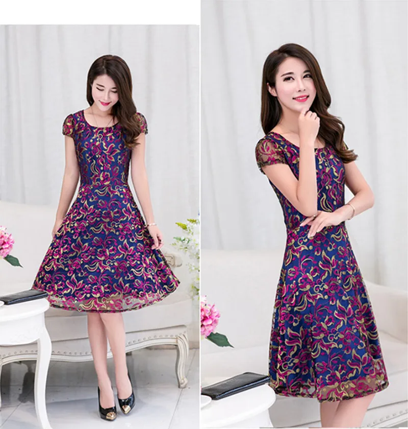 Цвет красного вина Robe Femme короткий рукав повседневные летние платья по фигуре с рисунком платья в цветах, шифон плюс Размеры vestidos mujer FYY438