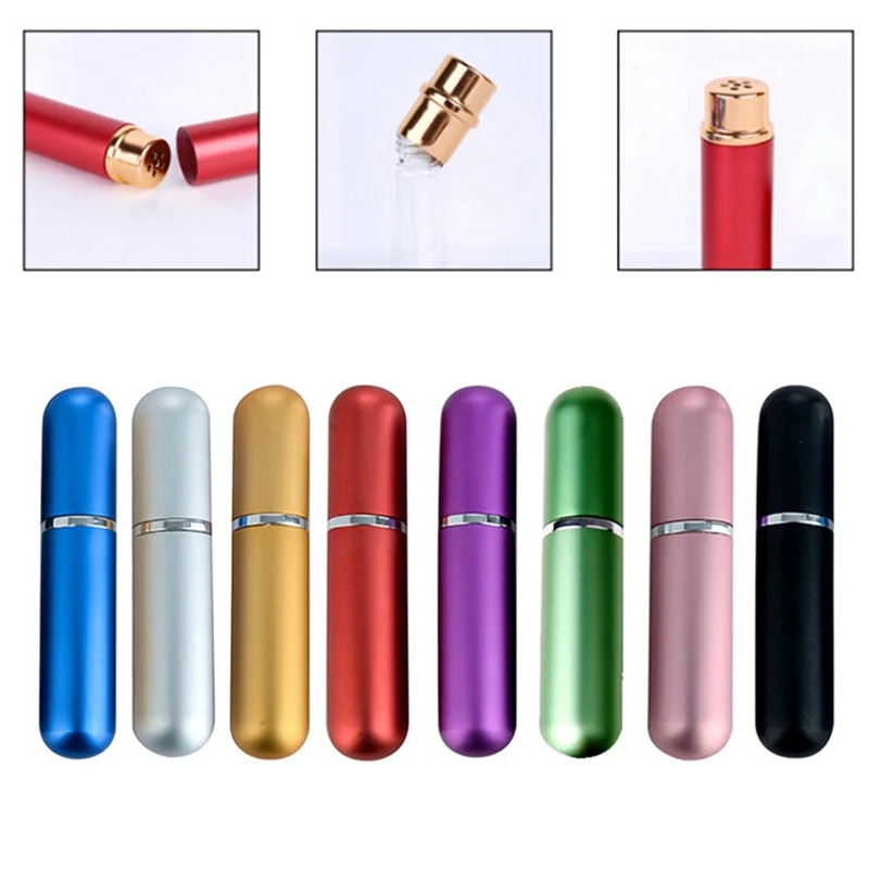 

Hot 5ml Fillable Portable Mini Perfume Bottle Traveler Aluminum Spray Atomizer Empty Pots 1pcs 8 Colors Available