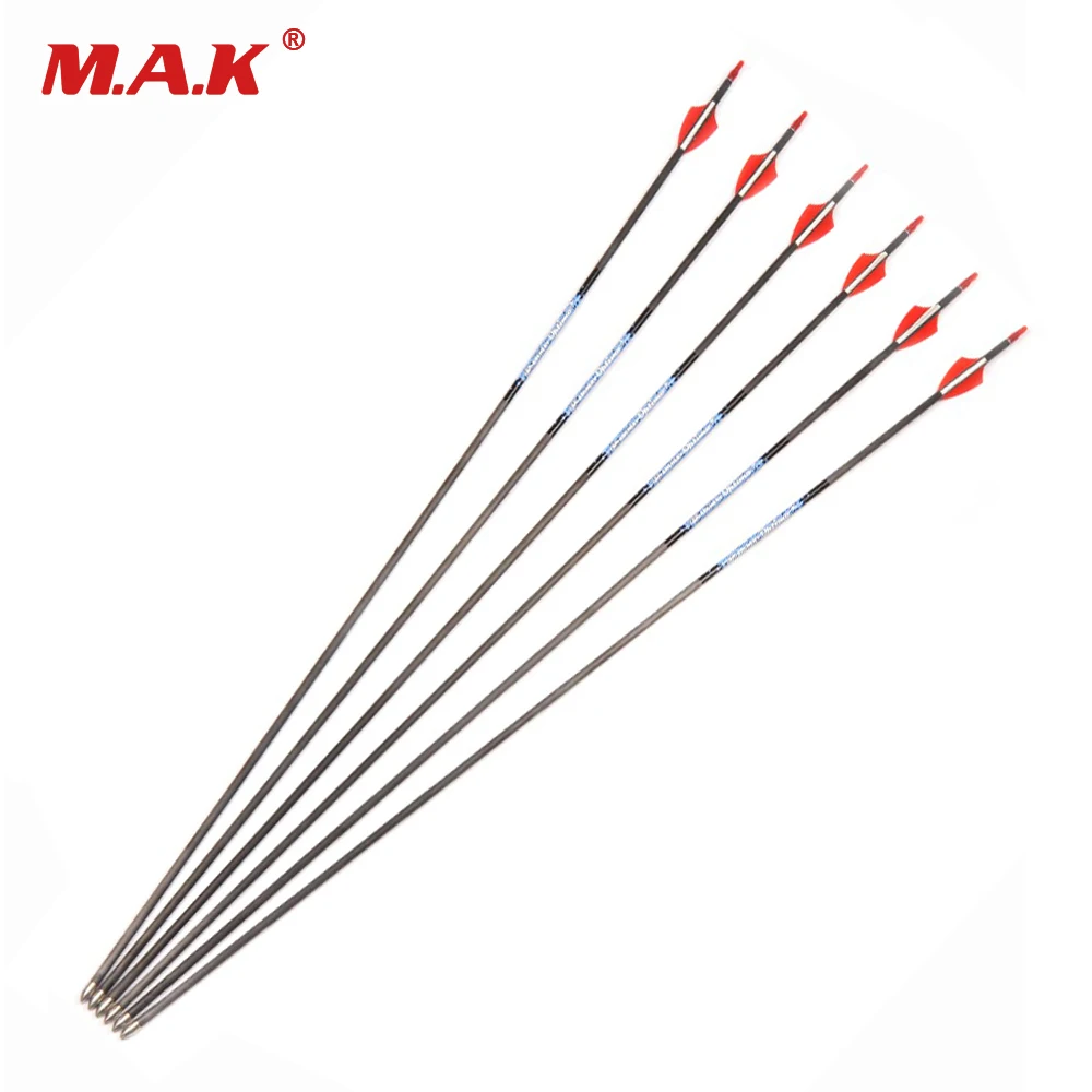 6/12/24 pcs Shaft Length 76 cm Archery Pure Carbon Arrows Spine 500 OD5.6mm ID4.2 For Recurve