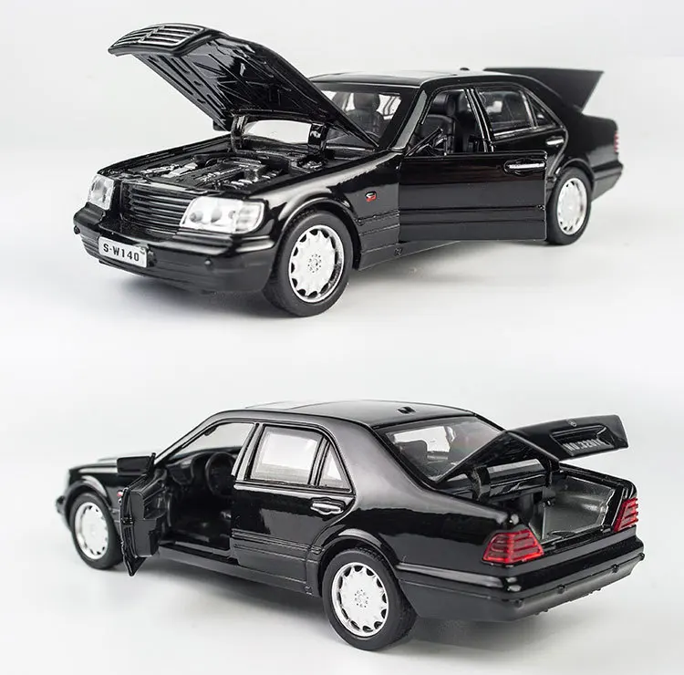 Mercede Ben S W140 1:32 модель автомобиля из сплава со звукосветильник светом и задним