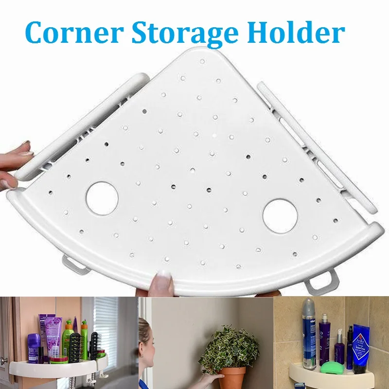 

Bathroom Corner Storage Holder Shelves Rack Organizer Shower Wall Shelf Corner Storage Suction No Screws Home Snap Up Shelves