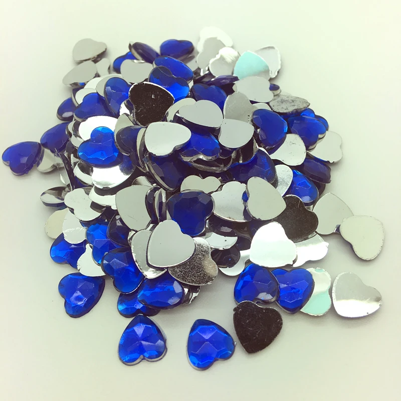 Blue 6 мм, 8 мм, 10 мм, акриловые бусины в форме сердца, стразы из смолы, скрапбук для изготовления ювелирных изделий - Цвет: Blue
