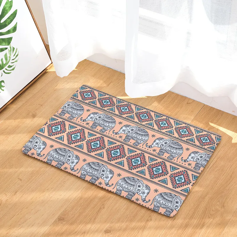 Flannel geometric door mats Household bathroom door mats foot mats long bedroom mats