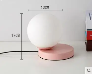 E27 led простой маленький белый стеклянный шар настольные лампы прикроватный столик цветов База Стеклянный шар настольные лампы Свет Стекло ночные огни - Цвет корпуса: pink