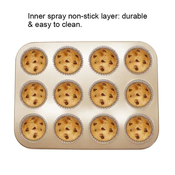 

Carbon Steel Muffin Pan 12 Cups Non-Stick Quick Release Coating Mince Pie Pan LKS99