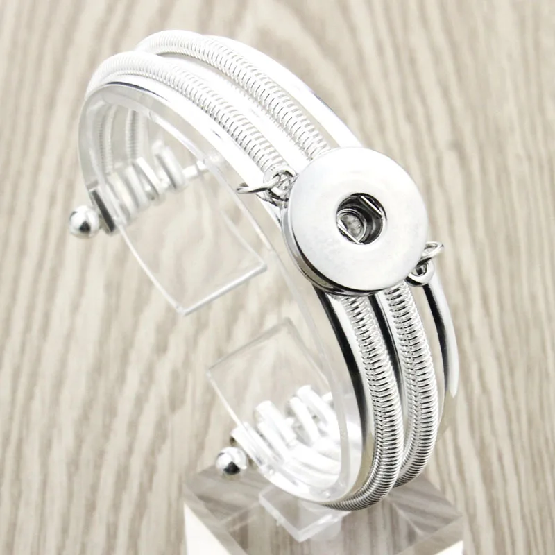 18 мм защелкивающийся женский металлический браслет, эластичный браслет, ретро серебряный цвет, богемные браслеты с подвесками, манжета, ювелирное изделие 9554 - Окраска металла: silver A