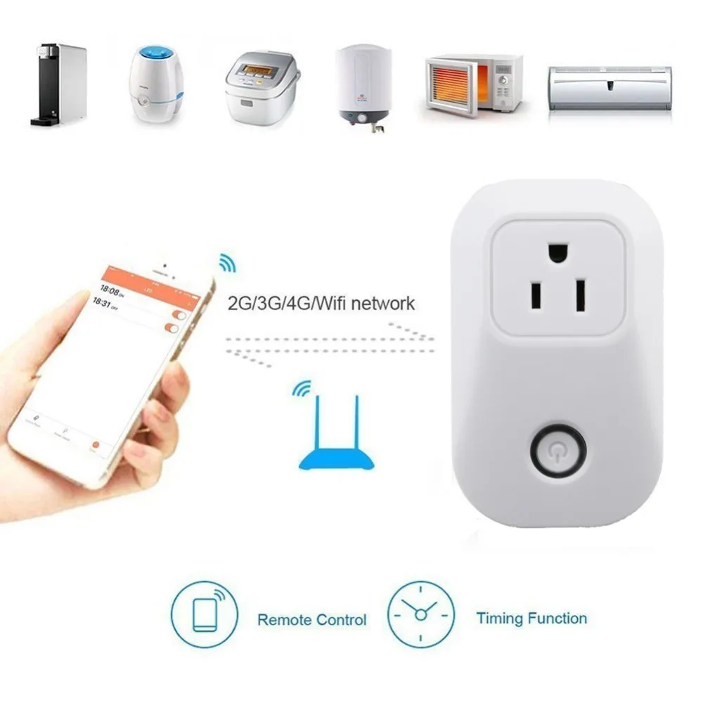 Wi Fi Smart Plug Socket, Turn ON/OFF Lights Electric Appliance from Anywhere, Home Remote