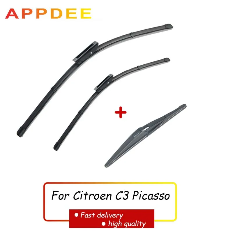 

APPDEE Wiper Front Rear Wiper Blades For Citroen C3 Picasso 2011-2016 2015 2014 2013 2012 Windshield Windscreen Front 24"16"11"