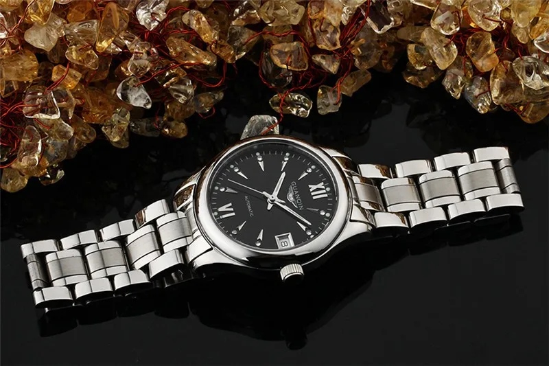 Womens Watches GUANQIN Date Luminous Rainstone Automatic Watch Waterproof Mechanical Watch Brand Luxury Stainless Steel Back (19)