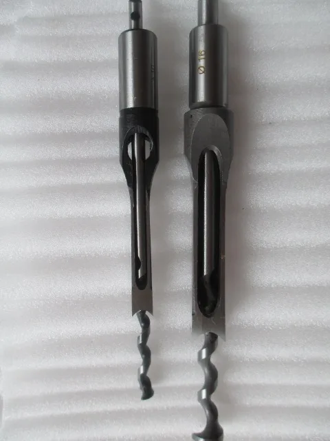 2pc 10mm 16mm Square Hole Saw Mortising Chisel w/ Twist Drill Bit Wood Tool