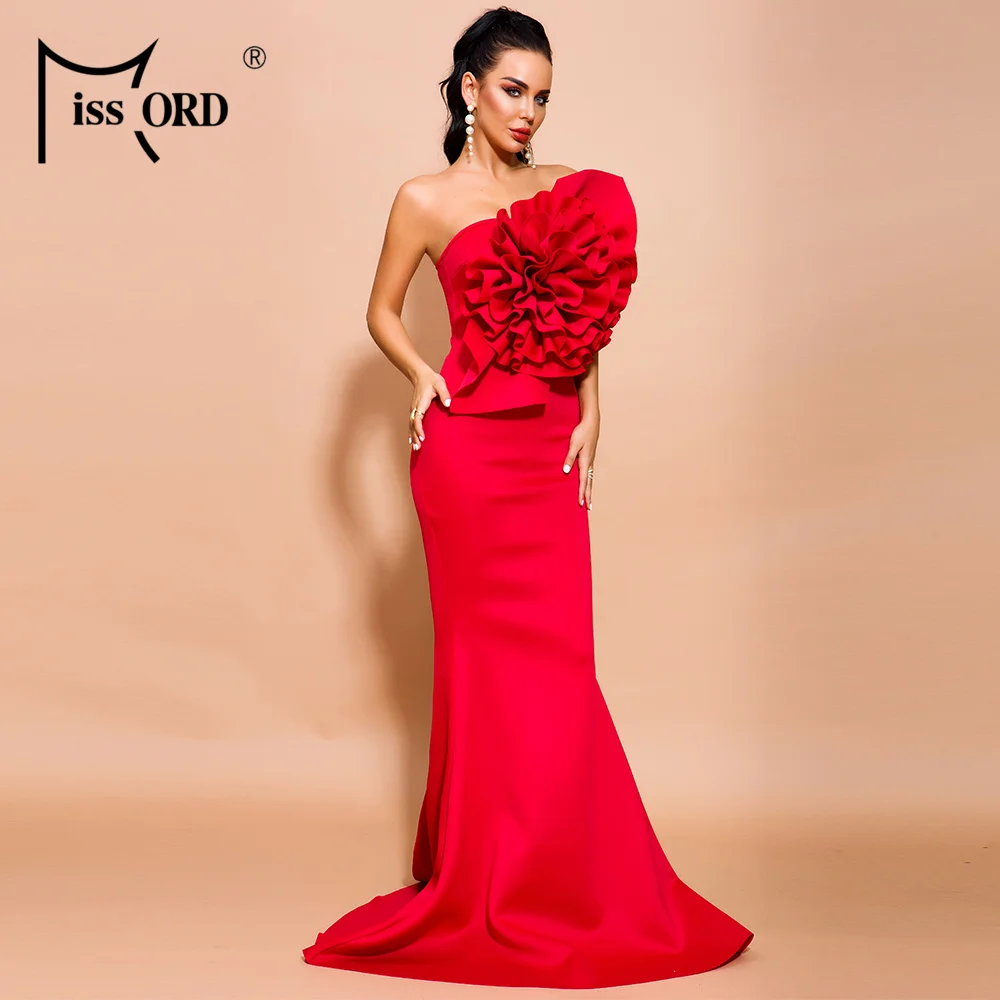 Kopen Missord 2020 Vrouwen Zomer Sexy Off Shoulder Bloem Bodycon Jurken Vrouwelijke Effen Kleur Elegante Maxi Jurk FT19608