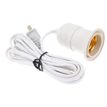 

AKDSteel E27 lamp holder The power cord length , round plug and switch White E27 base