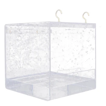 

Transparent Pet Bird Bath House With Hanging Hooks For Parrots Cockatiels Parakeets