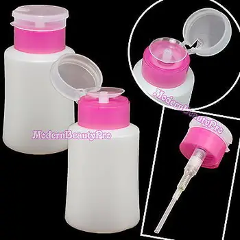 

2PCS Pink Empty Pump Dispenser Nail Art Acrylic Polish Remover Makeup Cleanser