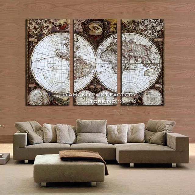 world map Diamond embroidery 3D Diy Diamond Painting cross ...