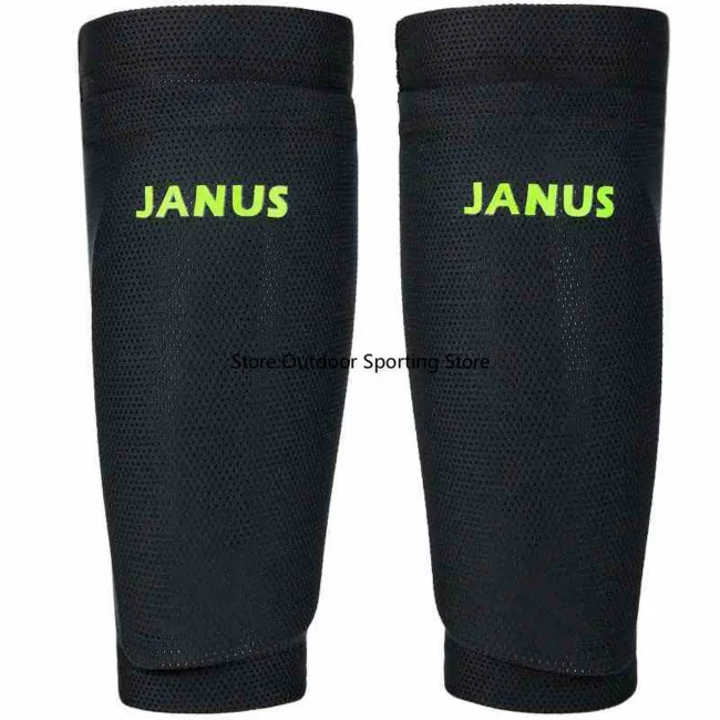 JANUS 1 пара, футбольные щитки, футбольные наколенники для ног, Вратарские тренировочные протекторы для ног, укороченные рукава+ футбольные леггинсы, набор тарелок - Цвет: Черный