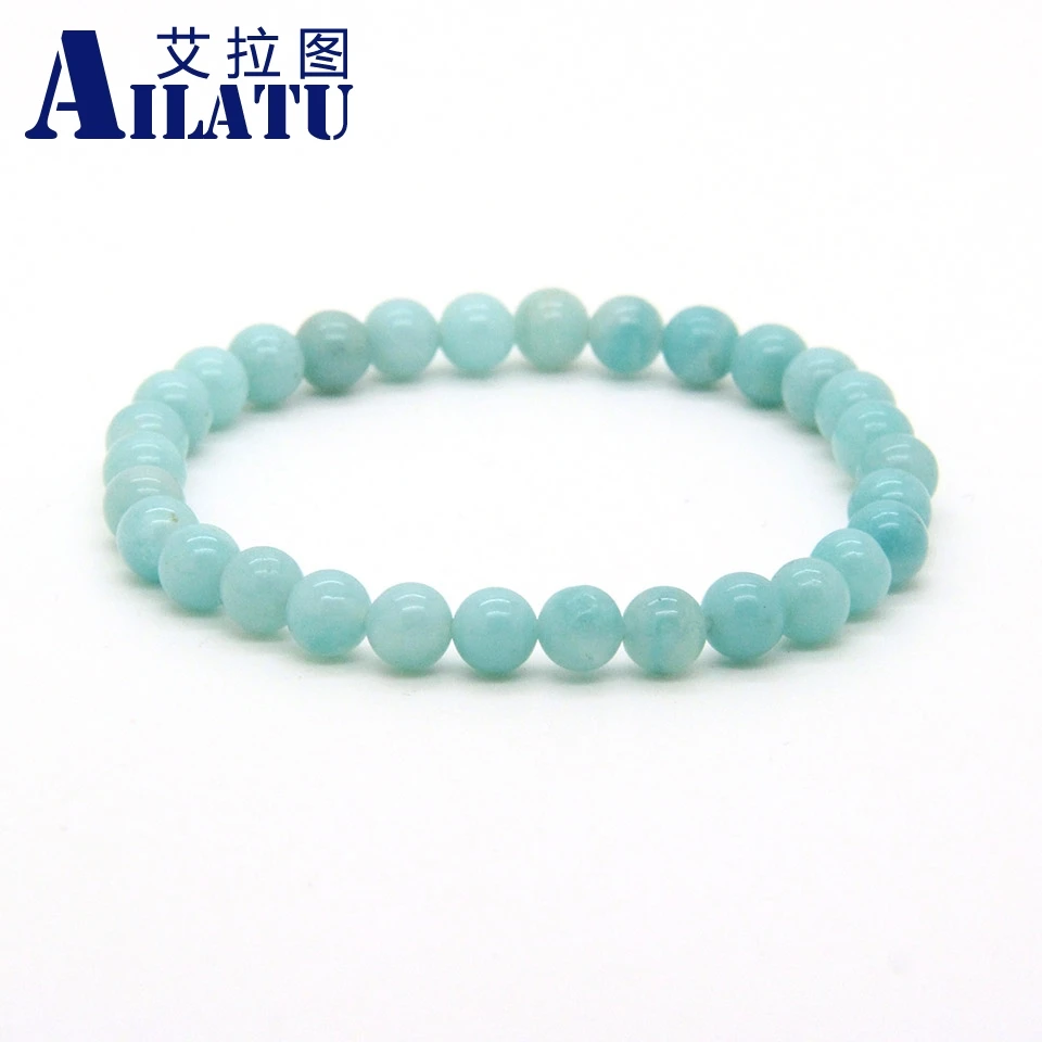 Ailatu 10 шт./лот, смешанные цвета, 6 мм натуральный тигровый глаз, Bronzite, Amazon Stone чистый, украшенное бисером, для девочек браслет