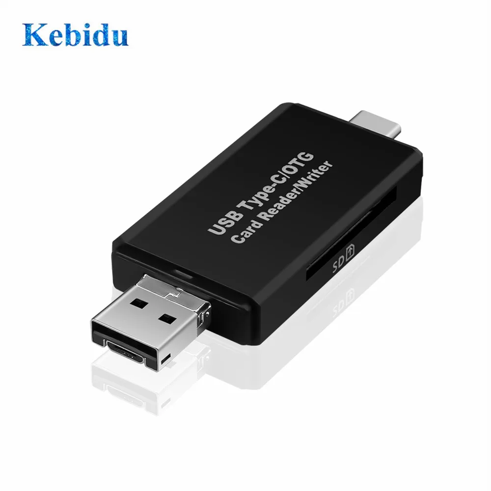 KEBIDU 3 In 1 OTG Card Reader High-speed Type C micro USB USB USB2.0 Universal OTG TF/SD for Android Computer Extension Headers