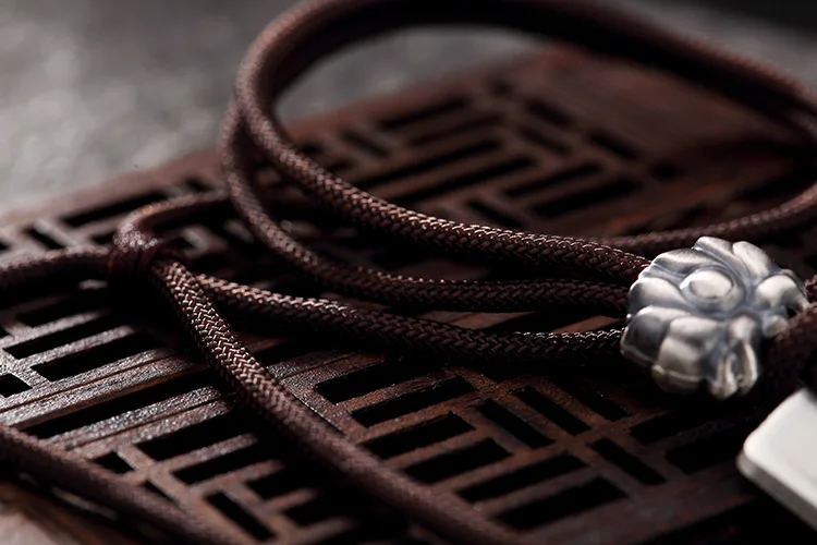 Uglyless Real 99.9% Thai Silver Tibetan Pendants WITH Rope chain Unisex Women Men Buddhism Namo Amitabha Silver Square Necklaces