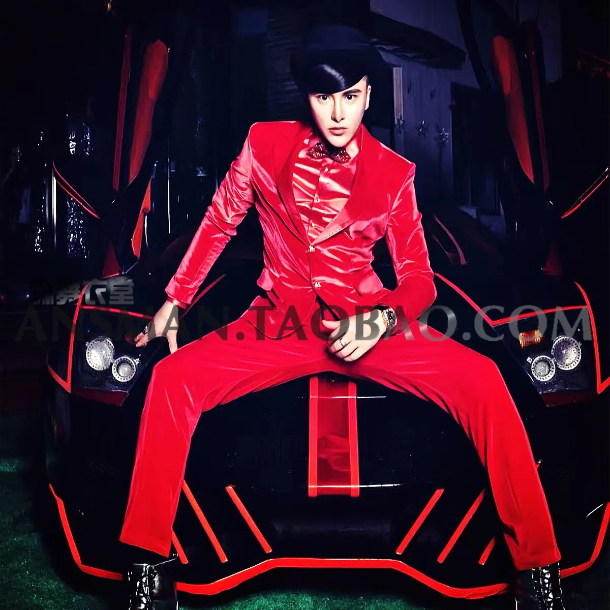 Мужской блейзер для ночного клуба флуоресцентный розовый бархатный приталенный