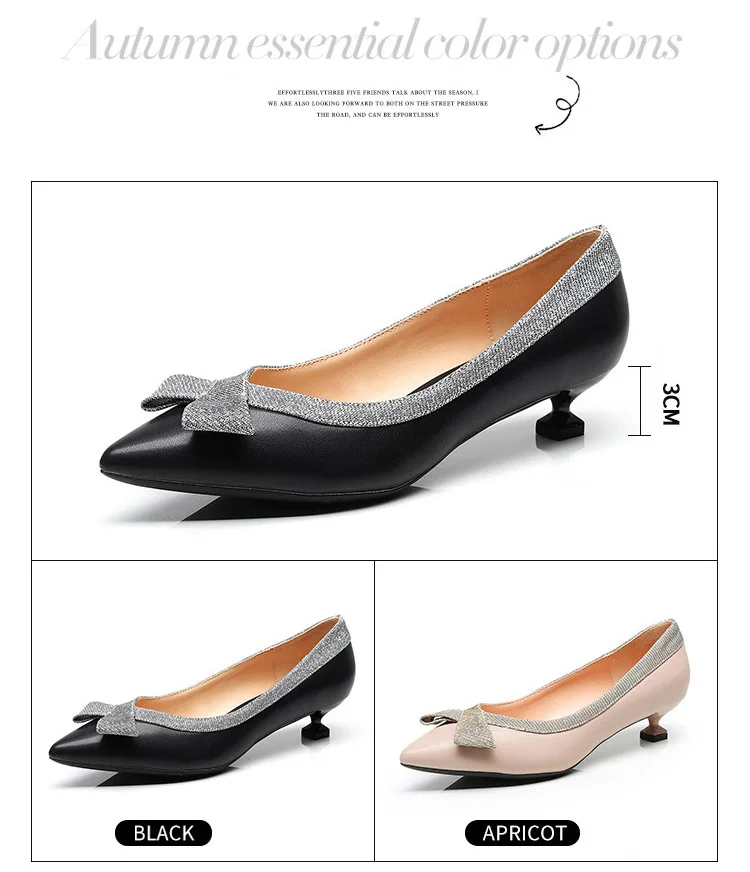 Ariari/весенне-летние туфли-лодочки без застежки; туфли на шпильке с бантом; туфли-лодочки с острым носком на низком каблуке; обувь из натуральной кожи абрикосового цвета