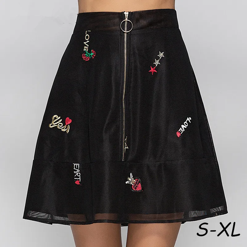 Buy Hot Sale Black Zipper Mesh Letters Embroidery Mini
