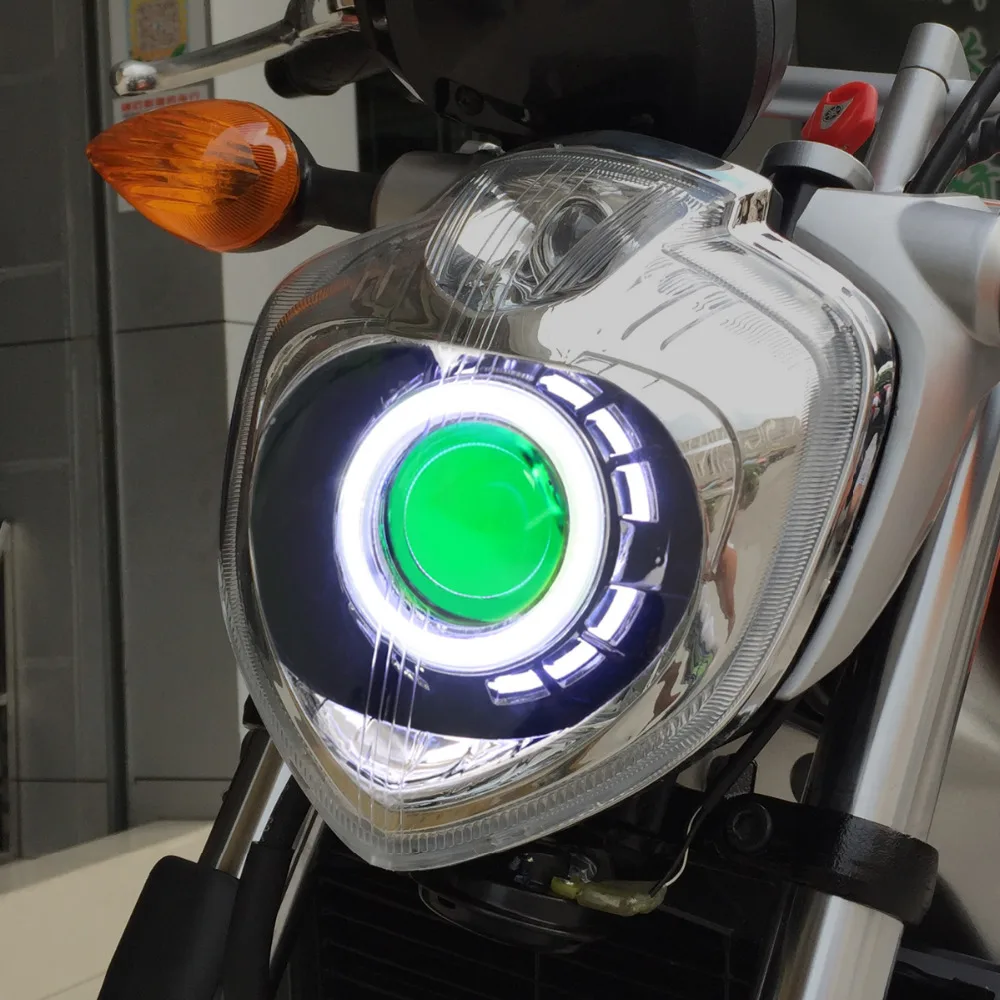 Передние фары KT для мотоцикла Yamaha FZ6N 04-09 Двойной "Глаз ангела" Глаз демона HID Проектор Красный