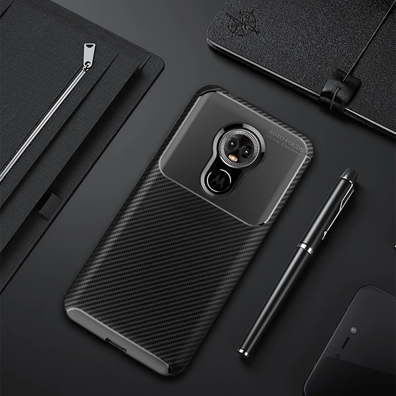

For Motorola E6 Case Silicone Shell Carbon Fiber TPU Case For Motorola MOTO E6 High Quality Diamond Grid Design Cover