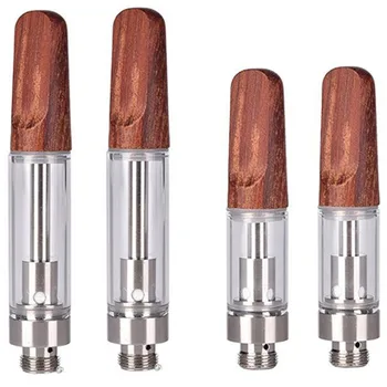 

100pcs/lots CBD Cartridges Vape Pen Ceramic Coil Wooden Mouthpiece Vaporizer 0.5ml 1.0ml Vapor 510 Thread TH105 Wooden Atomizer