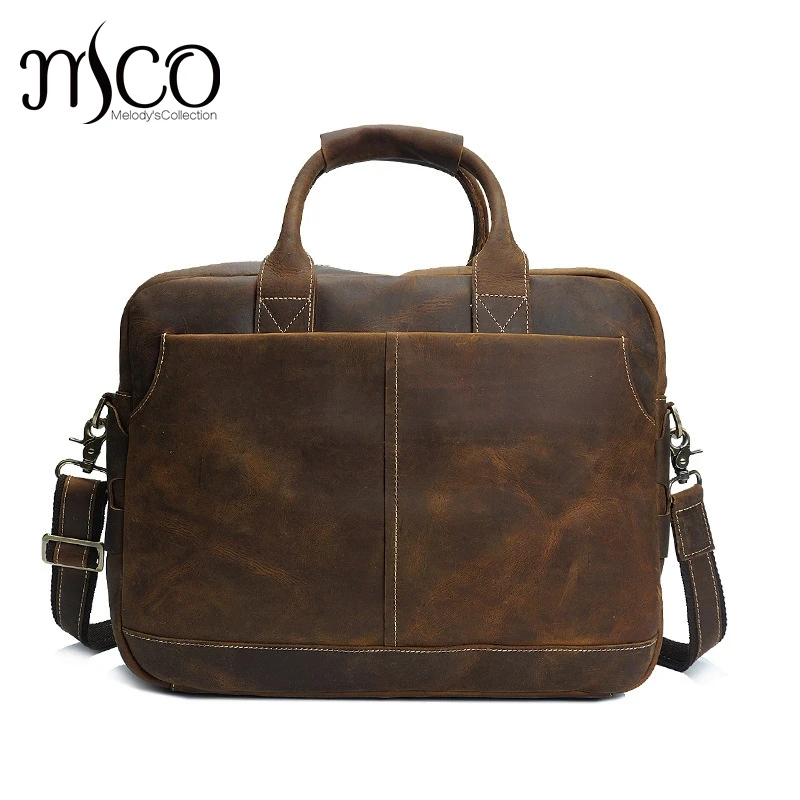 Melodycollection Luxury Cowboy Genuine Oilskin Leather Shoulder Satchel