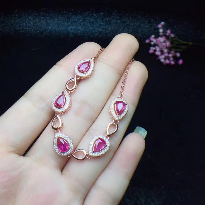 Натуральный красный коралл gem браслет природный драгоценный браслет S925 silver Элегантная мода Простой water drop женщин Партия Ювелирные изделия