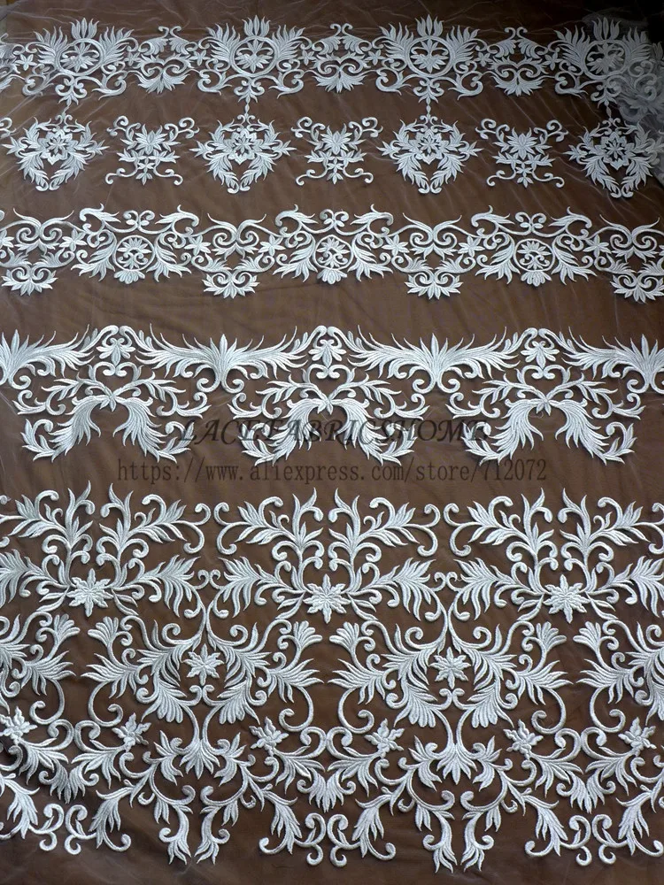 La Belleza Тяжелая вискоза на сетке embroidred off White свадебное платье кружевной ткани 51 дюймов Ширина 1 ярд
