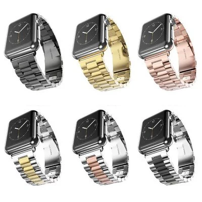 Металлический Стальной ремешок из нержавеющей стали для Apple Watch тройной браслет с