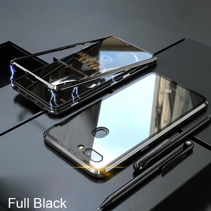 Роскошный Магнитный адсорбционный чехол для OPPO R15 Dream зеркальная металлическая оправа Прозрачная крышка из закаленного стекла R15 Dream Mirror Магнитный Флип