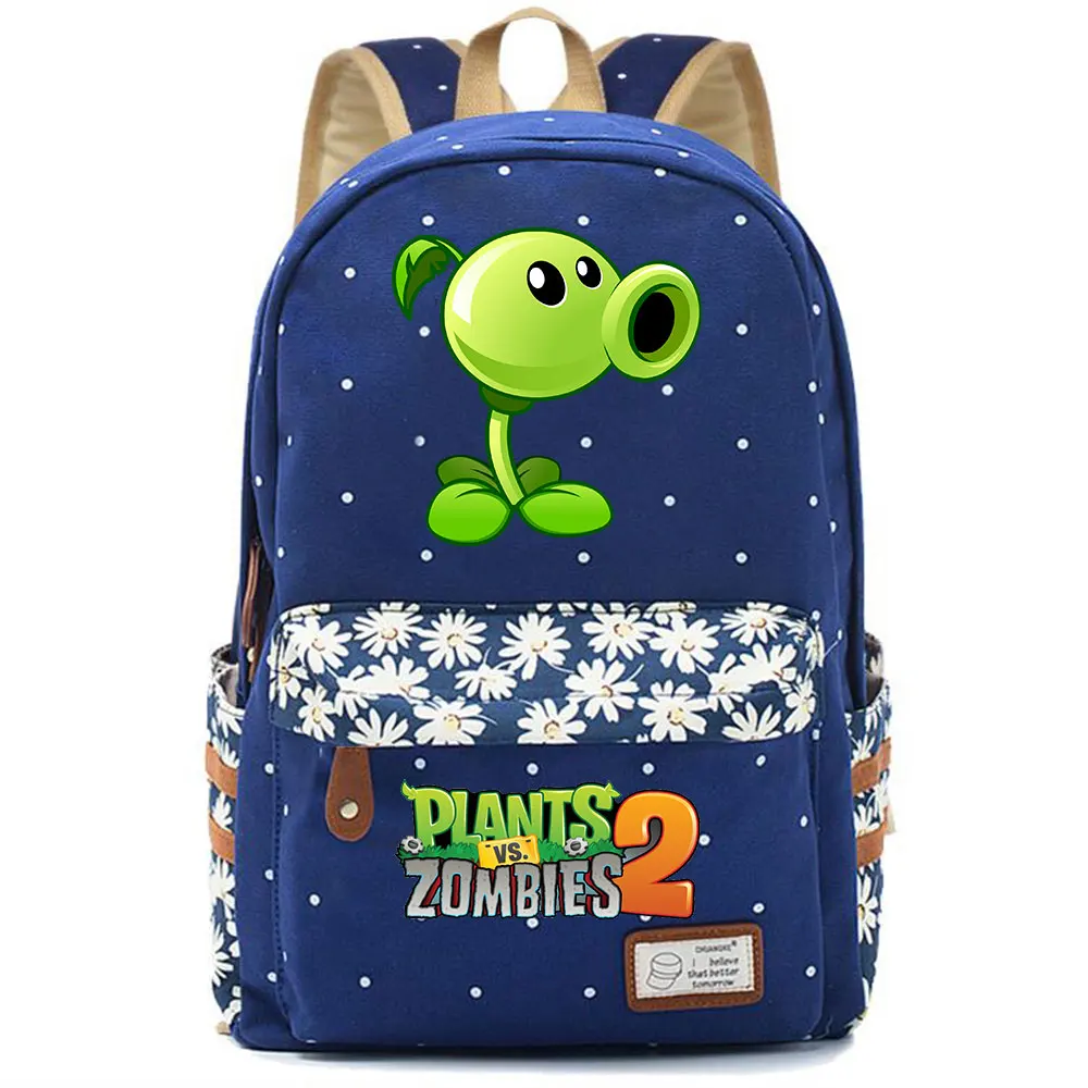 Игра PVZ, Подсолнух, крестьянский орех, цветы, точка, мальчик, девочка, школьная сумка, женский рюкзак, школьная сумка для подростков, Холщовый женский рюкзак 9 - Цвет: 703CHK-02
