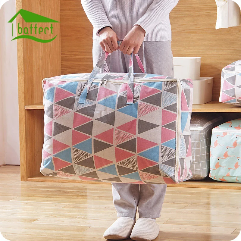 Cotton Quilt Storage Bag Collapsible Plus Size Comforter Container Home