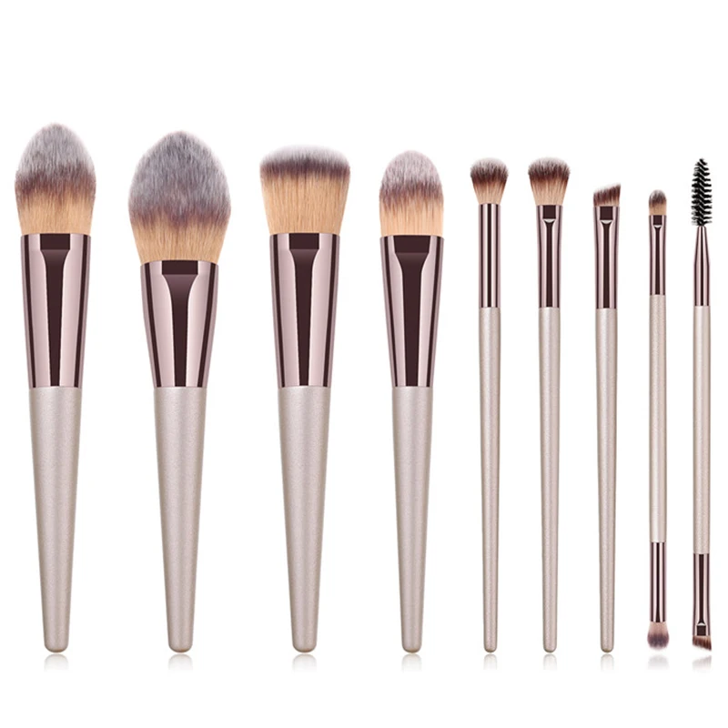 9pcs ENNKE лицо и набор для макияжа глаз полная функция кисти для макияжа деревянная ручка синтетических волос Макияж кисти 9 шт./компл - Handle Color: 9pcs